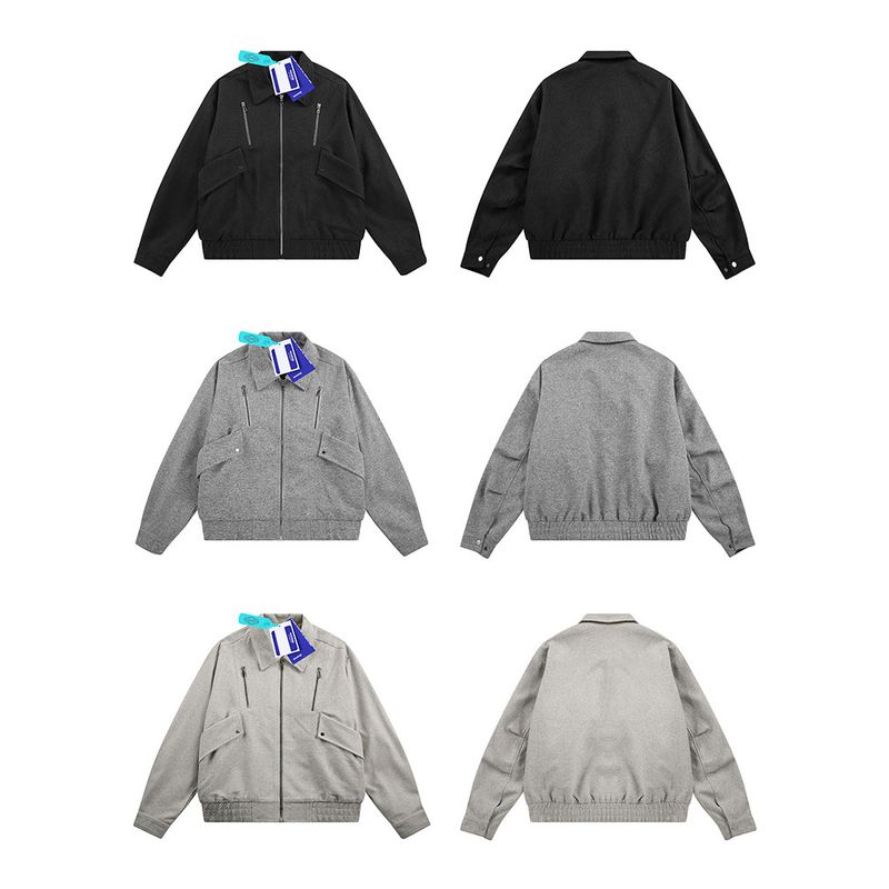 Wassup American-Style Cleanfit Workwear Fabric Jacket for Men, Autumn Trendy Brand Design Zipper Casual Jacket for Couples