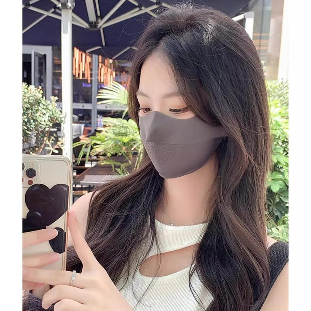 Ice Silk UV Protection Women's Summer Full Face Mask – Thin, Breathable, Seamless Shield for Eyes and Face