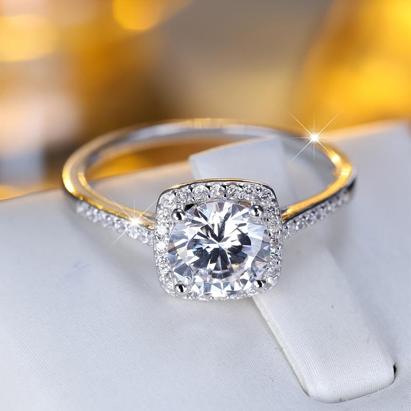 Classics 925 Sterling Silver Rings for Women Elegant Round Cut CZ Zircon Engagement Ring Wedding Jewelry Gifts