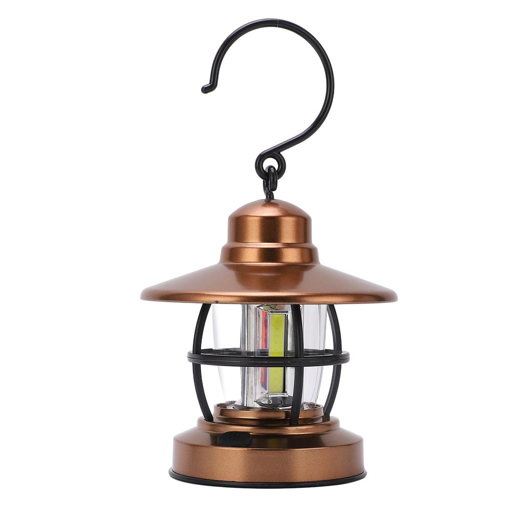 Hanging Lantern Camping Vintage Hook Design One Button Switch 3 COB Battery Powered Garden Hanging