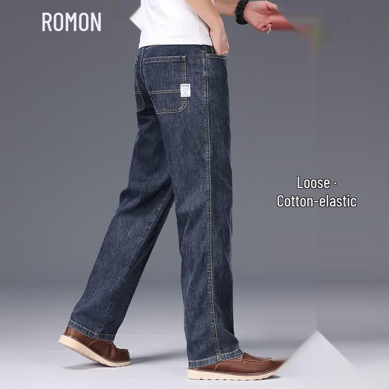 ROMON Men s Ice Silk Washed Straight Fit Jeans 38