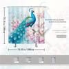 1pc Iridescent Peacock & Cherry Blossom Shower Curtain - Watercolor Style, Vibrant Blue Peacock with Pink Pastel Flowers