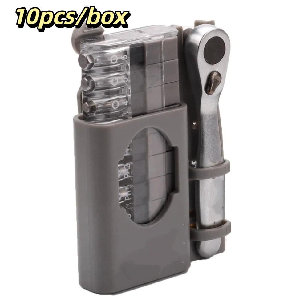 

10pcs Slotted Bits 90° Right Angle Ratchet Screwdriver Multi-Bit Driver Kit Home Repairs style1