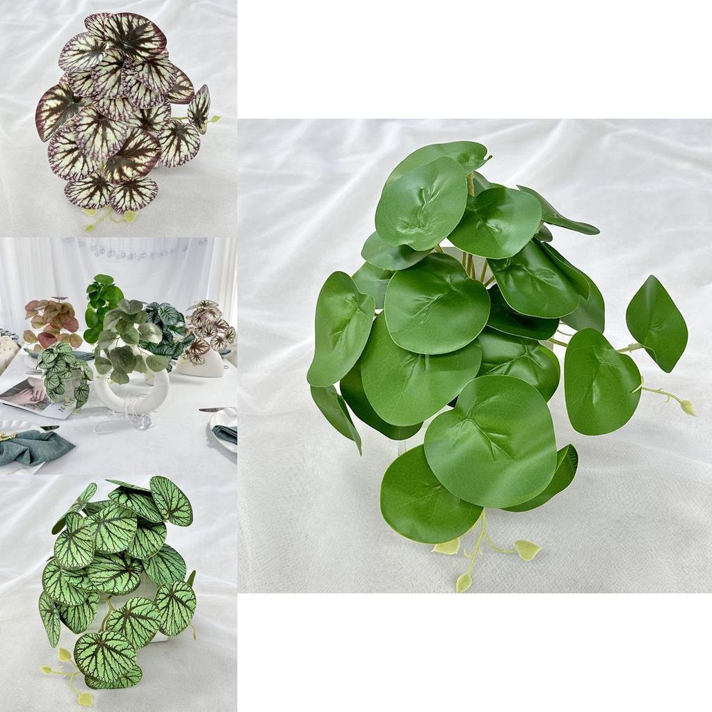 Artificial Mirror Leaves With Colocasia Design For Home And Event Decor