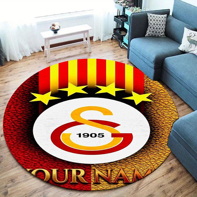 Galatasaray S Custom Name Round Area Rug,Carpet Rug for Living Room Bedroom Sofa Playroom Decor,Non-slip Floor Mat