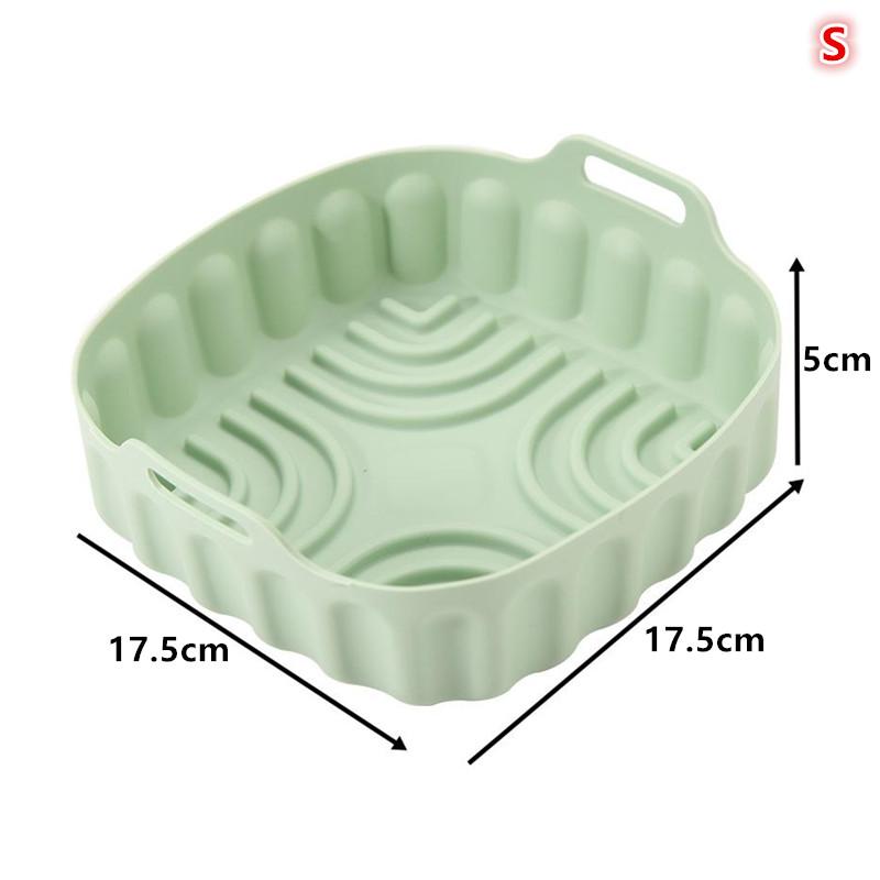 

Airfryer Silicone Basket Reusable Square Baking Tray Silicone Mold For Air Fryer Pizza Fried Chicken Basket Air Fryer Accessorie Small зелёный