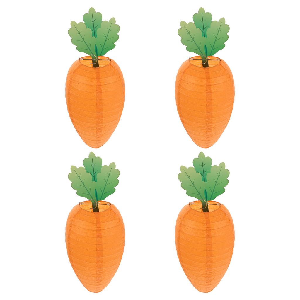 4Pcs Cute Carrot Lanterns Easter Decorations Hanging Paper Lanterns for Tree Ceiling Wedding Birthday Spring Festival Supplies