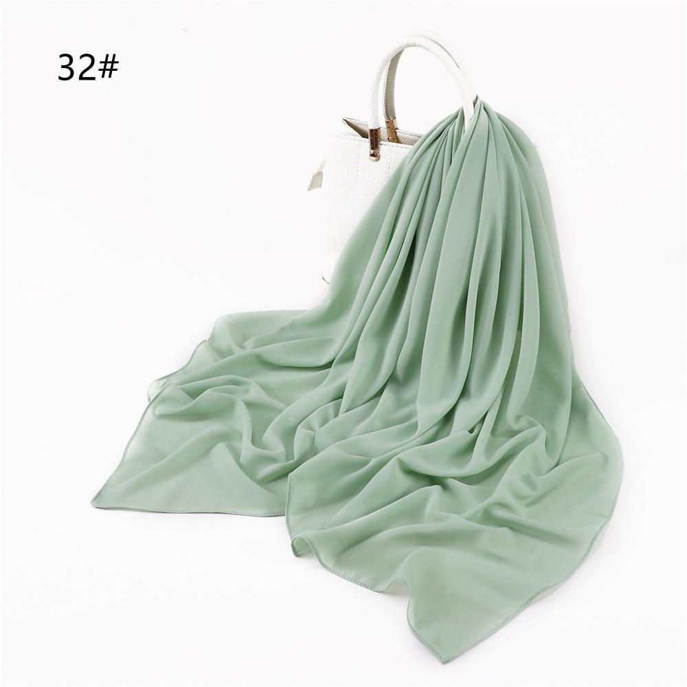 110*110CM Square Pearl Chiffon Hijabs Scarf Plain Solid Color Headwraps Muslim Women's Khimar Headscarf 45 Colors