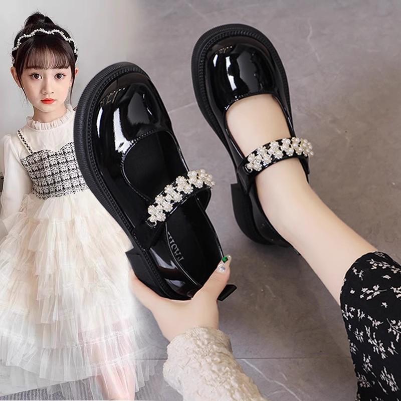 Girls' Leather Shoes Spring and Autumn Single Shoes Small Leather Shoes British Performance Girls Soft Sole Children's Shoes