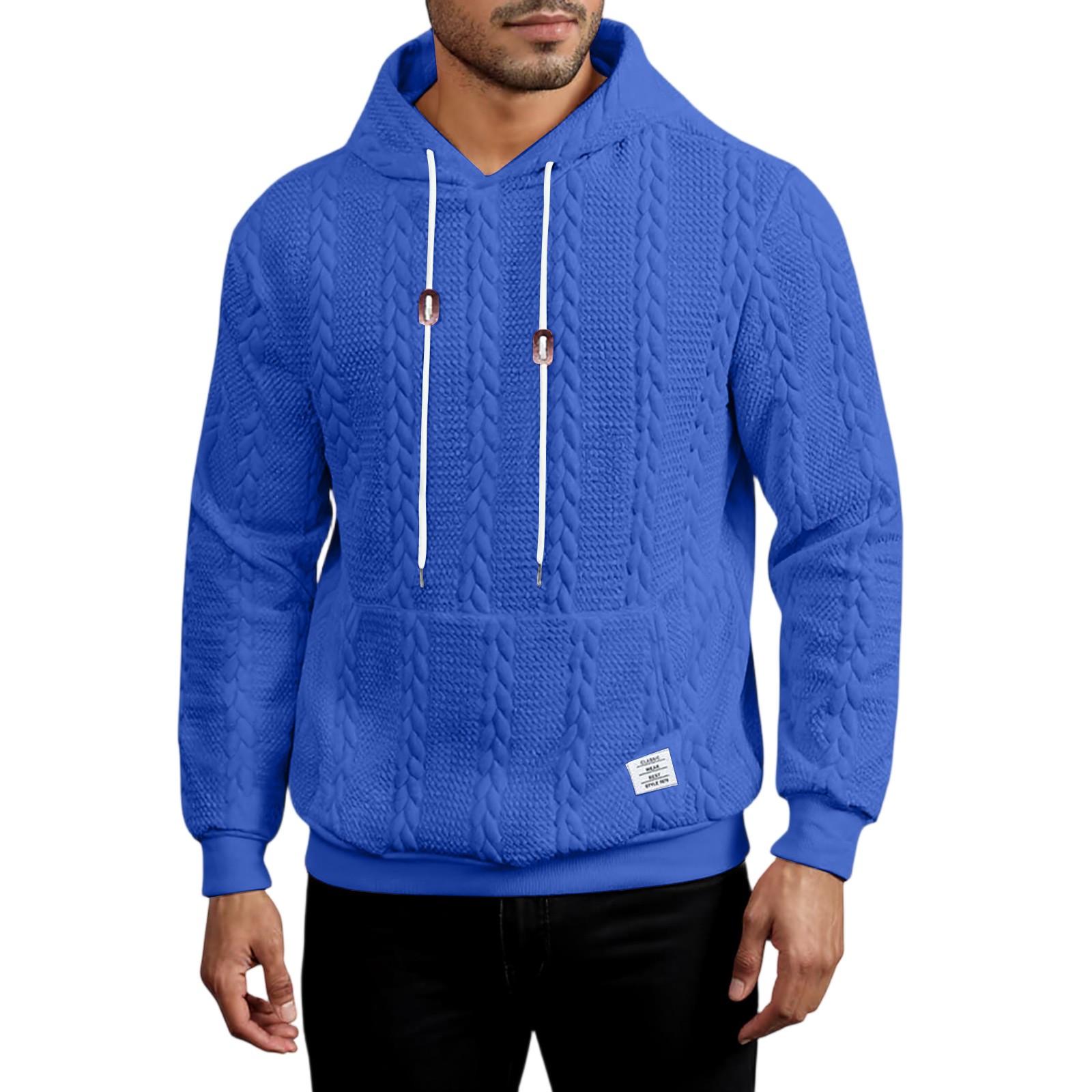 

Мужская толстовка с капюшоном, толстовка контрастного цвета, спортивная повседневная куртка XL синий