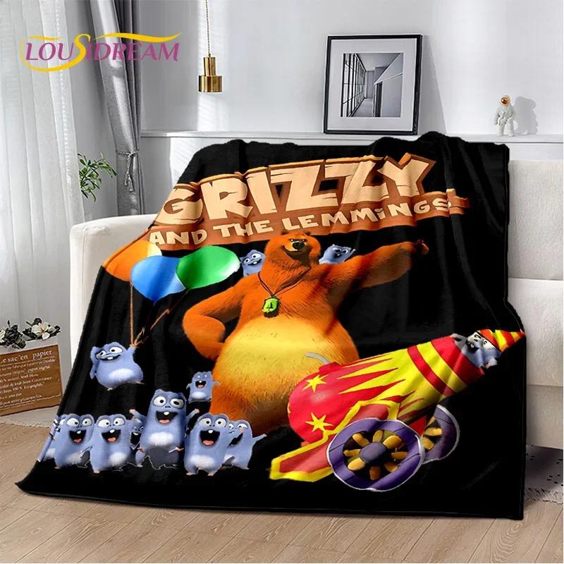 Cartoon Grizzy and The Lemmings Soft Flannel Blanket for Beds Bedroom Sofa Picnic,Throw Blanket for Cover Outdoors Leisure Gift