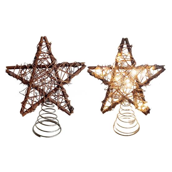 Christmas Tree Topper Star with Light Simple Installation Luminous Hollow Star Tree Topper Christmas Tree Decoration