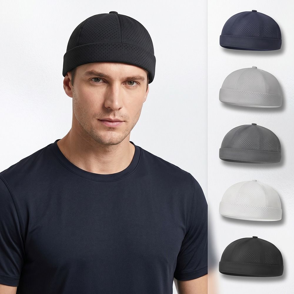 Breathable Men's Landlord Hat Brimless Summer Docker Cap Fashion Dome Melon Cap Unisex