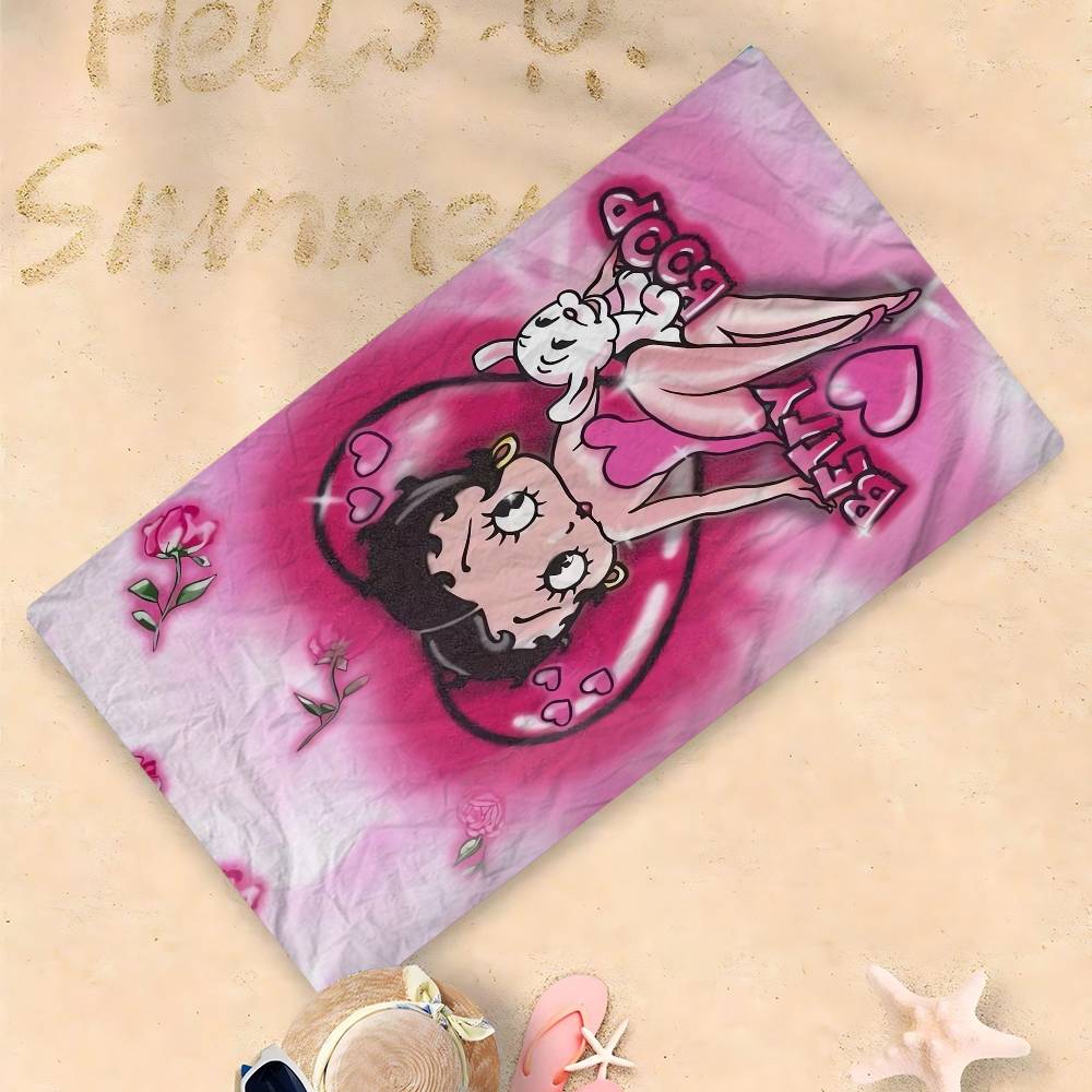 B-Betty Girl B-Boops Microfiber Blanket Quick Drying Beach Towels Oversized Printing Super Absorbent Pool Towel Blanket
