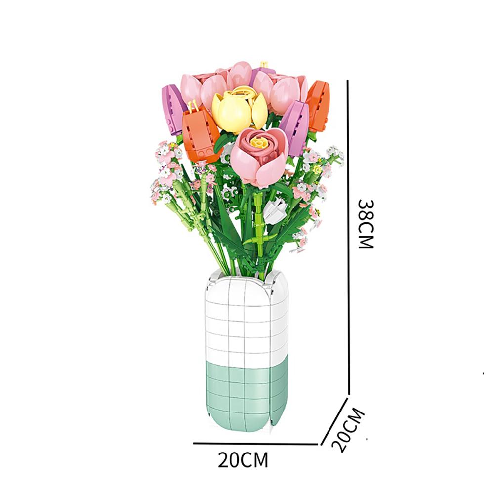 DIY Eternal Flower Bouquet Infinite Innovation Building Block Toys - Symbol of Love, Ideal Valentine's Day Gift for Girls