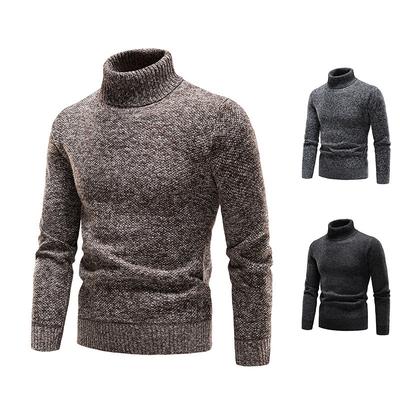 Podzim Zima Fleecový Svetr Pánský Silnější Rolák Teplý Pulovr Slim Fit Pánské Oblečení Luxusní Značka Černý Hnědý Svetry Elastický
