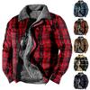 Herren Plaid Print Fleece Verdickte Manteljacke Herren Casual Fashion Warmer Mantel