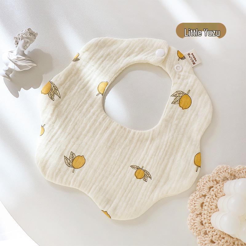 Cross-Border Six-Layer Cotton Crepe Baby Drool Bib - Pure Cotton Crinkled Gauze Marshmallow Bib
