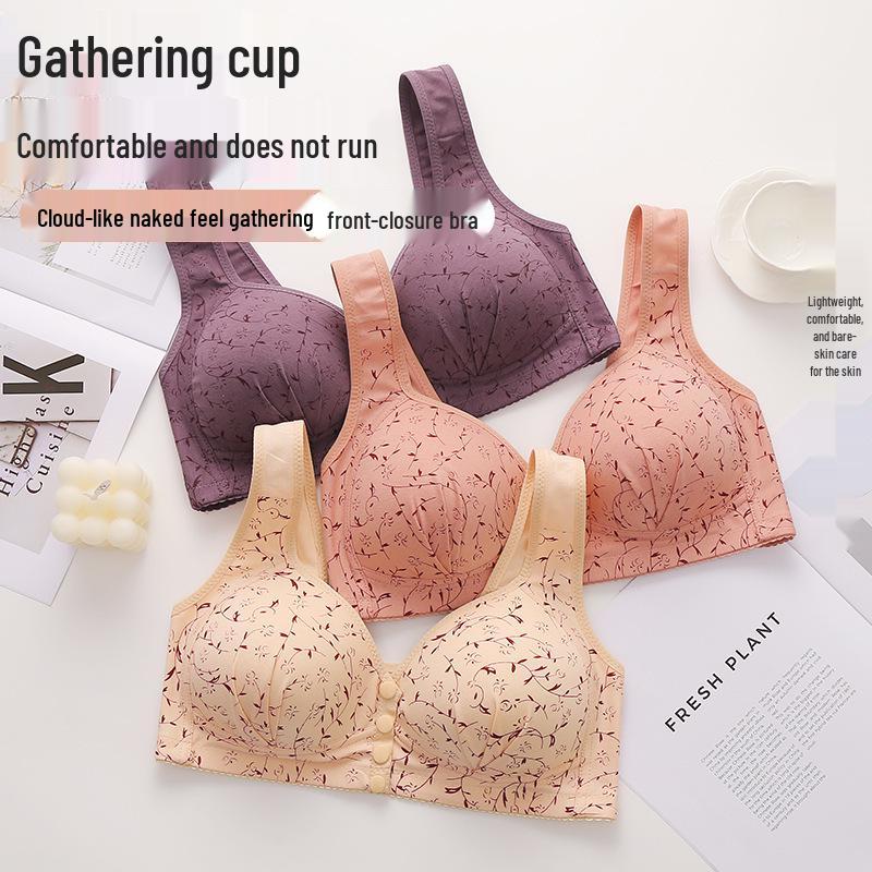 Plus Size Front Buckle Wireless Vest-Style Bra for Middle-Aged & Elderly Women