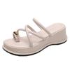 Summer new thick-soled 2025 muffin outer wear slippers pinch feet fashion women's cover toe wedges