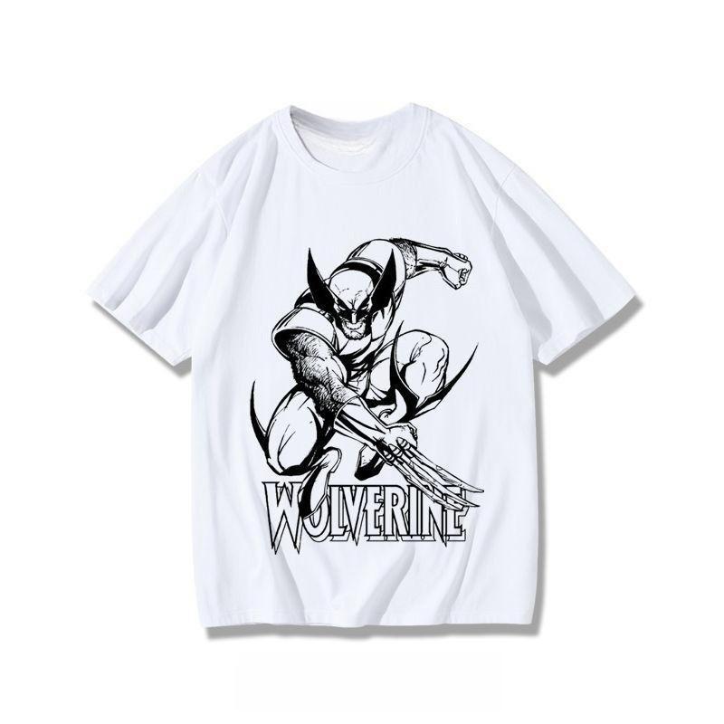 Genuine Iron Man Deadpool Joint Van Gogh Starry Sky T-Shirt Black Korean Version Cotton Loose Short Sleeve