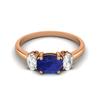925 Sterling Silver Lapis Three Stone Rose Gold Plated Ring