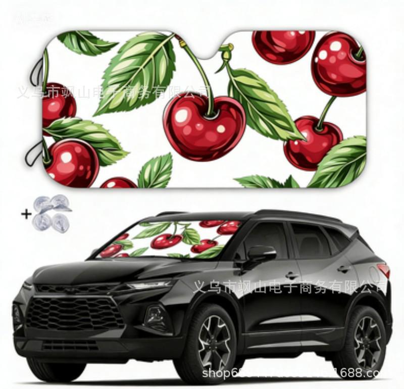 Floral Animal Pattern Car Windshield Sunshade - Aluminum Foil Heat Insulation Film Cherry
