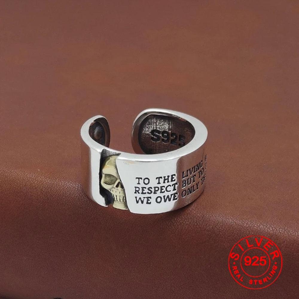 

BFCLUB Silver Color Rings Fashion Hip Hop Vintage Couples Creative Letters Design Thai Silver Party Jewelry Birthday Gifts