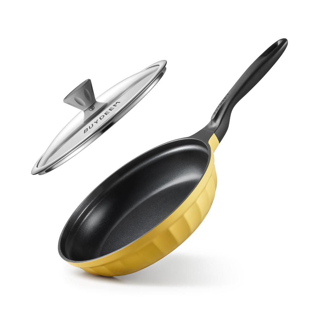 26cm Nonstick Frying Pan Cast Aluminum Skillet With Lid Induction Compatible Swiss ILAG Coating Even Heating Omelet Pan Fry Pan