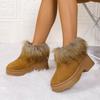 New fluffy boots imitation raccoon fur round head thick bottom plush lined fluffy snow boots