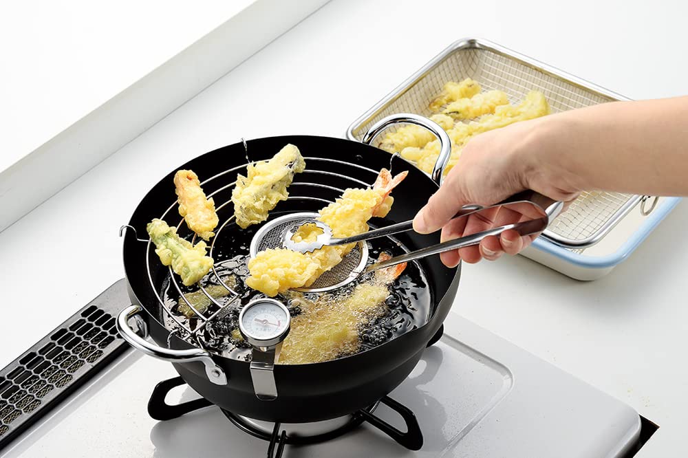 Yokoyama 24cm Tempura Pot with no Japanese-made Thermometer, Handle, "Tsubamejuku Waza" (Tsubame-juku Technique) EJTP-402
