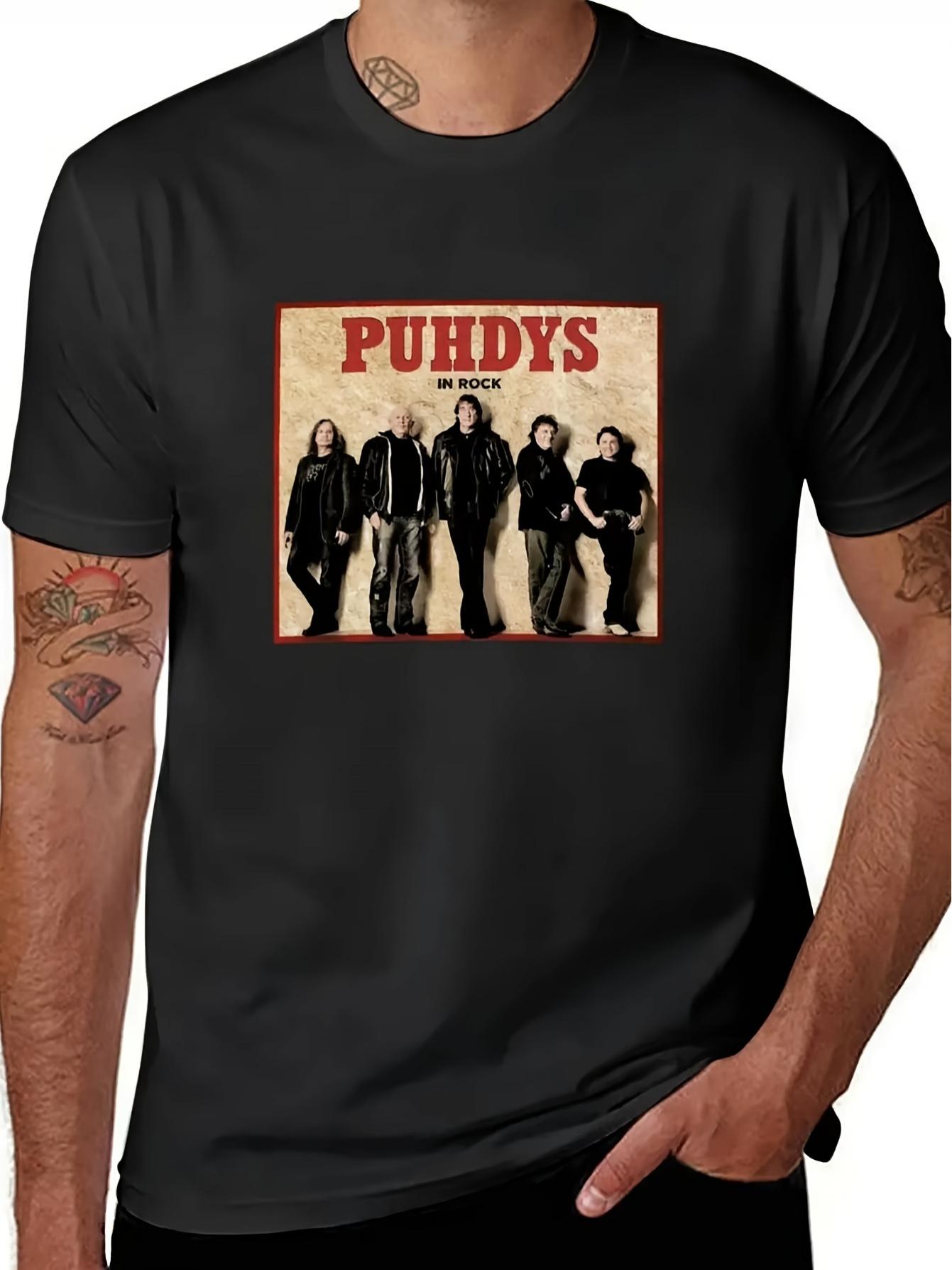 Men s Puhdys Band Logo & Member Portraits T-Shirt - Large Size Black German Band Tee XL