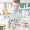 Children's Wooden Diy Dutch Windmill Science Toy Electric Light House Educational Model