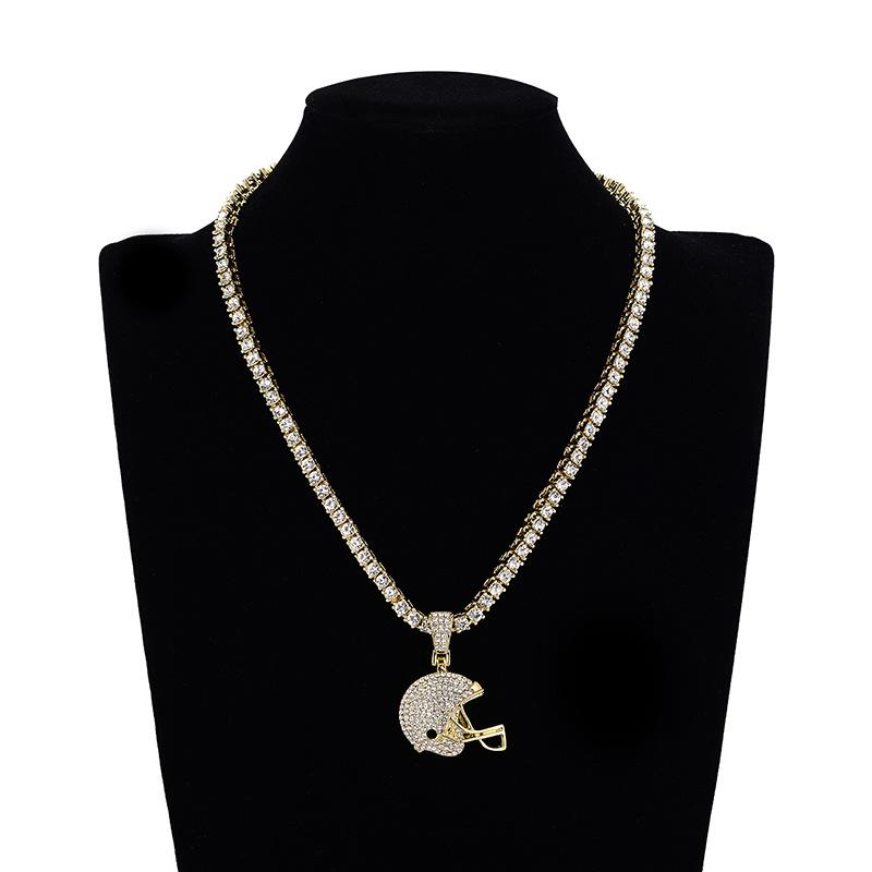 Rugby Helmet Pendant: Hip Hop Street Style Tennis Chain Accessory