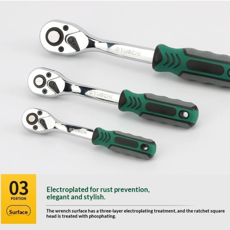 1Pcs 1/2 1/4 3/8 Flying Wrenches 24/72 Tooth Quick Ratchet Wrench Two-Way Socket Wrench Repair Tools For For Vehicle Bicycle