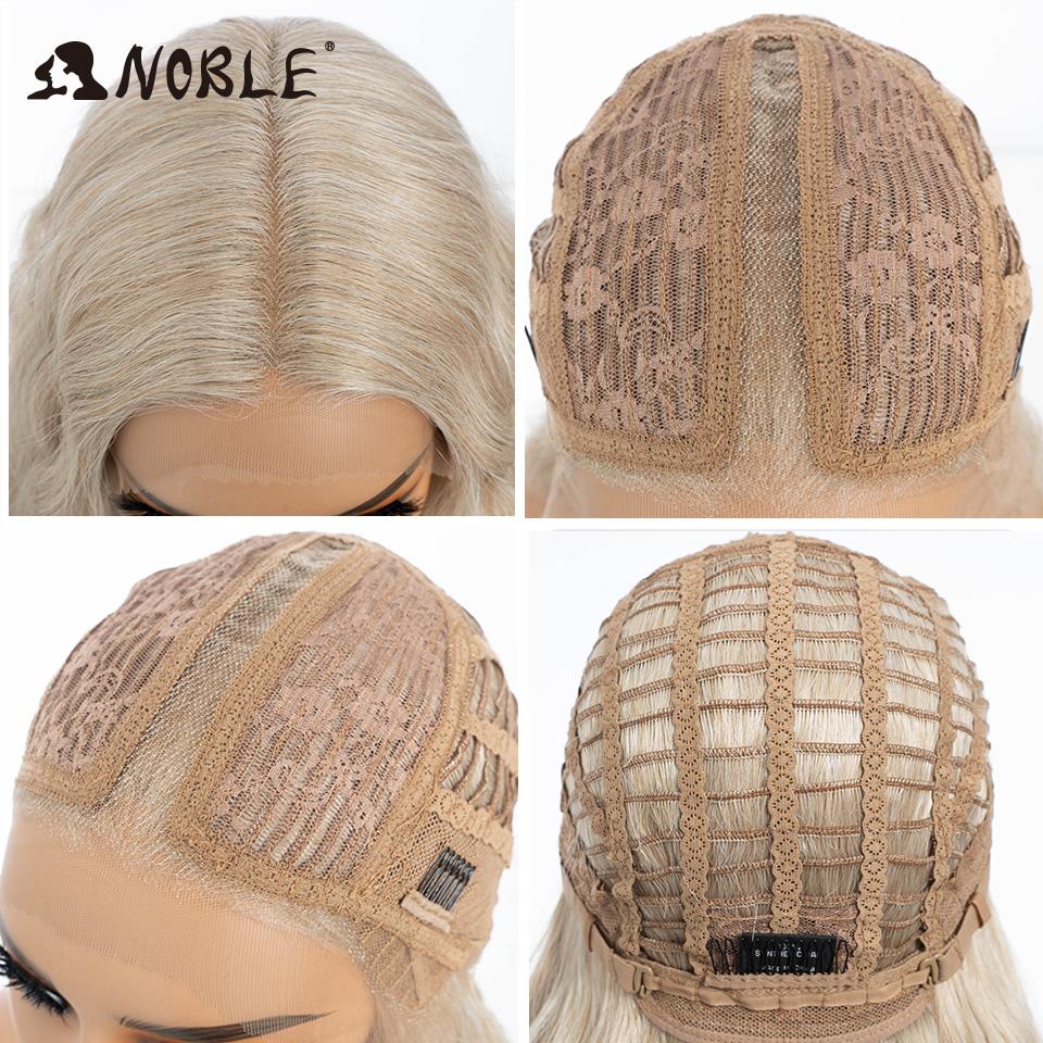 Noble Synthetic Lace Wig Cosplay Wigs 30 Inch Long Deep Wavy Ombre Blonde Silvery Lace Wigs For Women Lace Wig Heat Resistant
