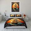 Sailing Ship Sunset Art Decor Kid'S And Adults' Bedroom Decor, Exquisite Three-Piece Bedding Set Gift