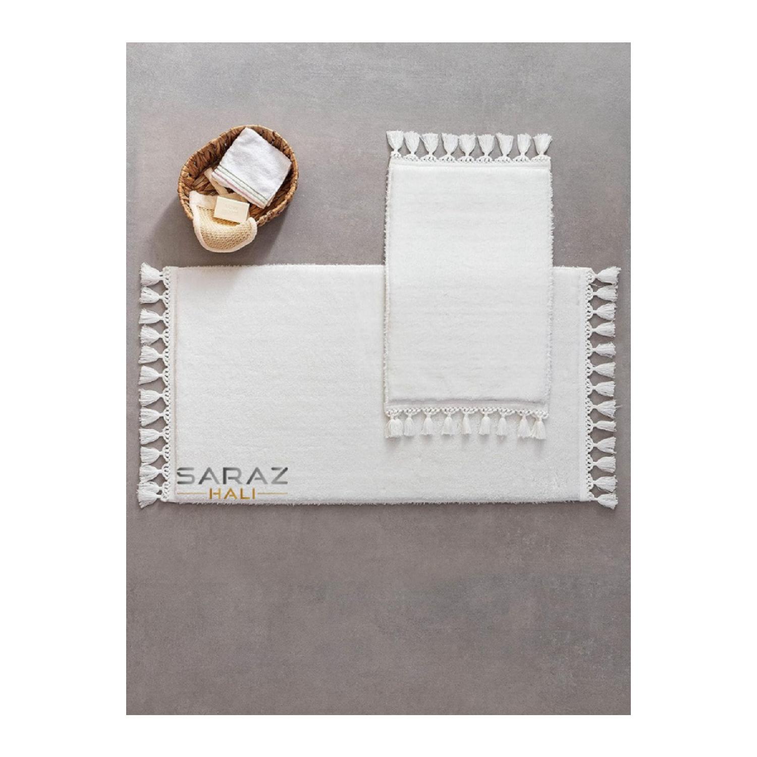 

Коврик для ванной Puffy, 2 шт., моющийся с бахромой, белый белый