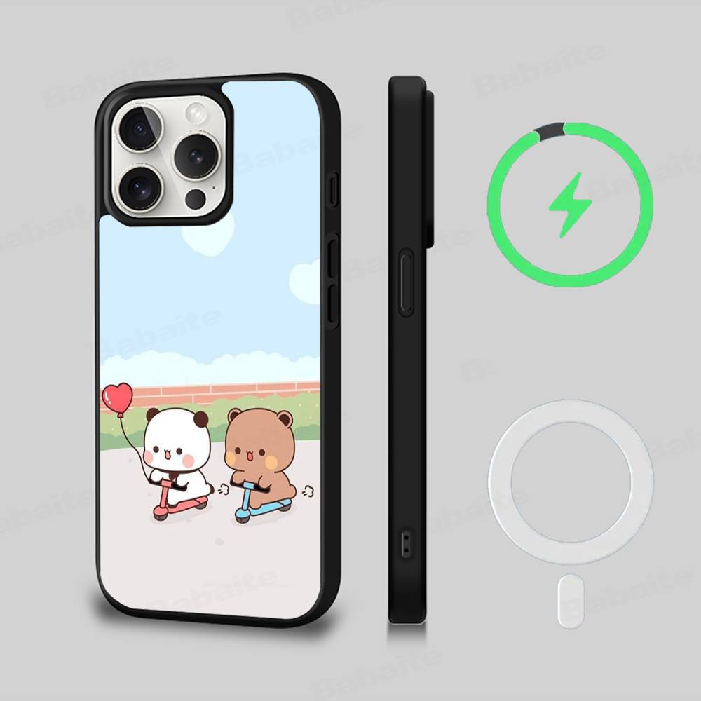 Cute Bubu Dudu Cartoon Black For Magsafe Magnetic Phone Case For IPhone 16 15 17 Pro Max 11 12 13 14 Plus Cover
