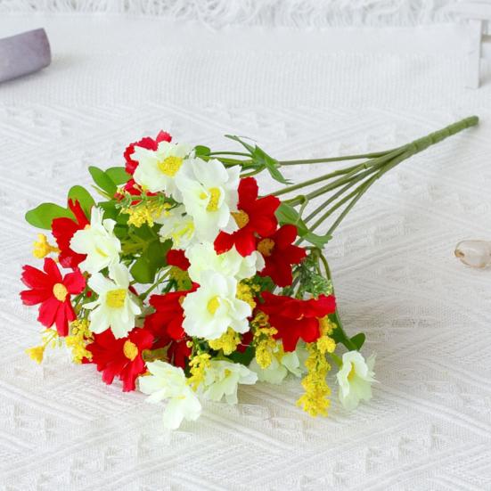 28-Köpfige Künstliche Blumen für den Außenbereich UV-beständige Kunstseide Wildblumen mit Stiel Fake Blumengesteck für Pflanzgefäß Hängekorb Veranda Terrasse