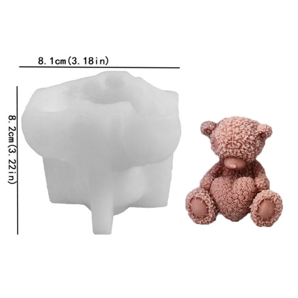 DIY Hug Heart Rose Teddy Bear Candle Mould for Aromatherapy Gypsum Candle Resin Statue Making Ideas Handicraft Gift
