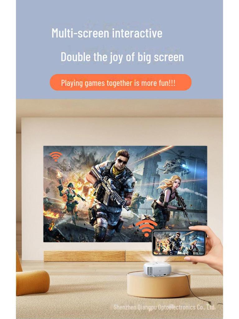 Qiangpu HD Android Smart Projector: Portable Voice-Activated Home Theater for Living Room Use