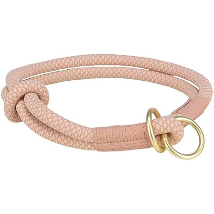 Collier demi-slip - TRIXIE - Rose/Rose Clair - Corde tressée robuste - Confort optimal - 40X1 cm