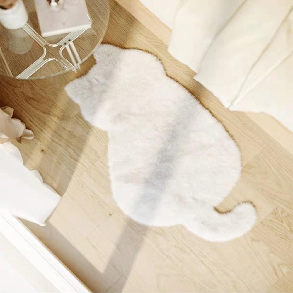 Bedside Mat Cartoon Faux Rabbit Fur Rug Soft Decorative Fluffy Carpet Solid Color Anti-slip Mat Gifts