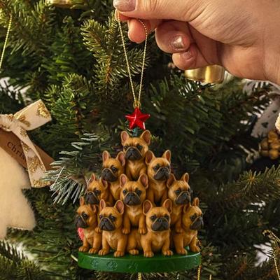 Weihnachten Acryl Hunde Hängedekoration Feiertagsparty Winter Weihnachtsbaum 2D Flache Acryl Welpen Hängeornament Geschenk für Hundeliebhaber