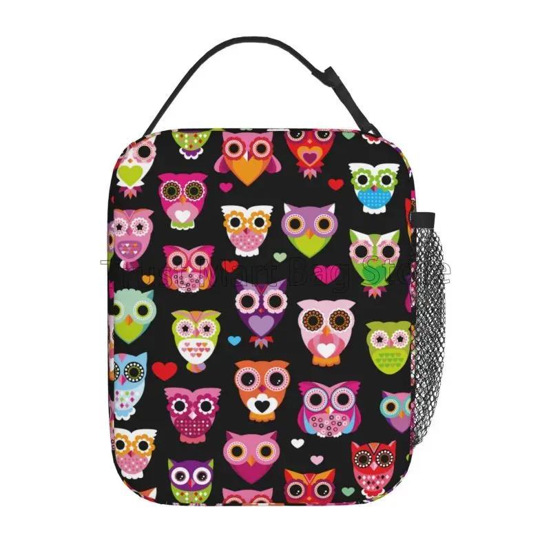 Cartoon Cute Animal Owl Insulated Lunch Bag Resuable Thermal Oxford Lunch Box Portable Cooler Bento Bags for Picnic Beach Travel