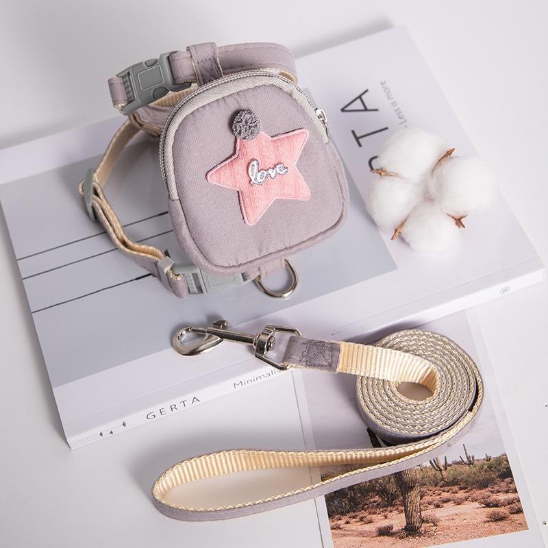 Pet Backpack Harness with Leash, Cute Snack Bag Chest Strap for Small Medium Dogs Cats, Adjustable Walking Dog Rope
