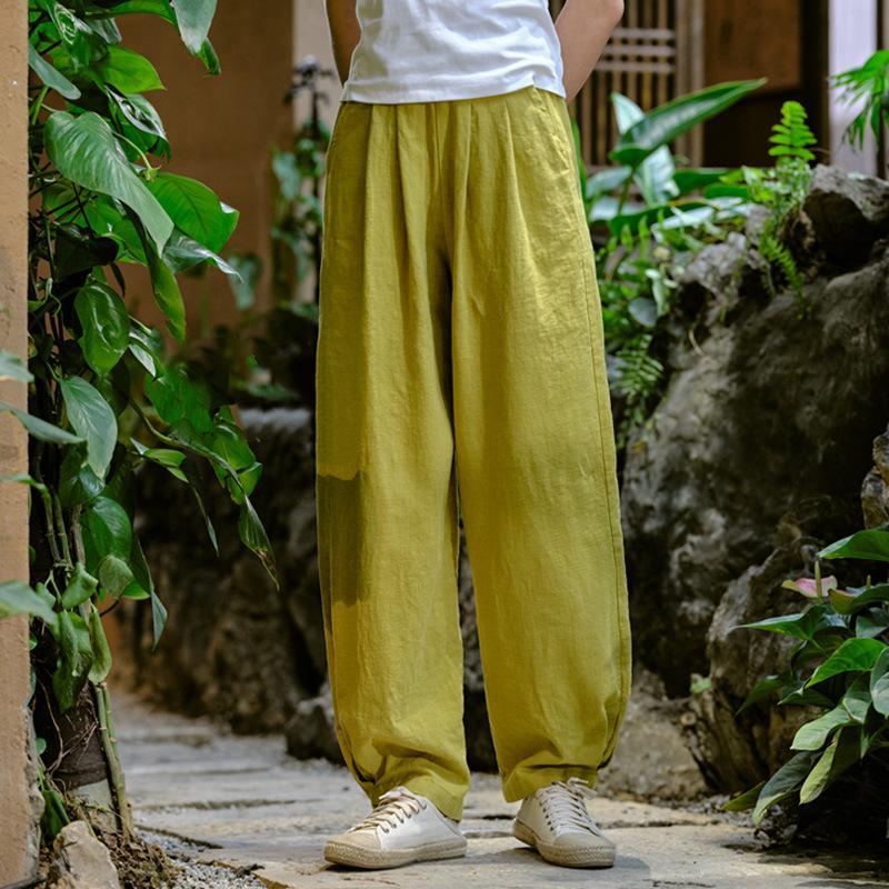 Summer Literary Loose Sand-washed Linen Casual Pants Women's Women's Slimming Meditation Bloomers