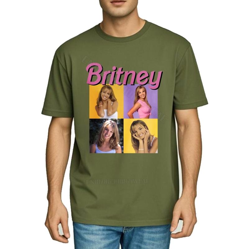 T Shirt Unisex Cotton Solid Color Tshirt Britney Spears Photo Collage Design Short sleeve Cotton Tshirt Classic Soft Cotton