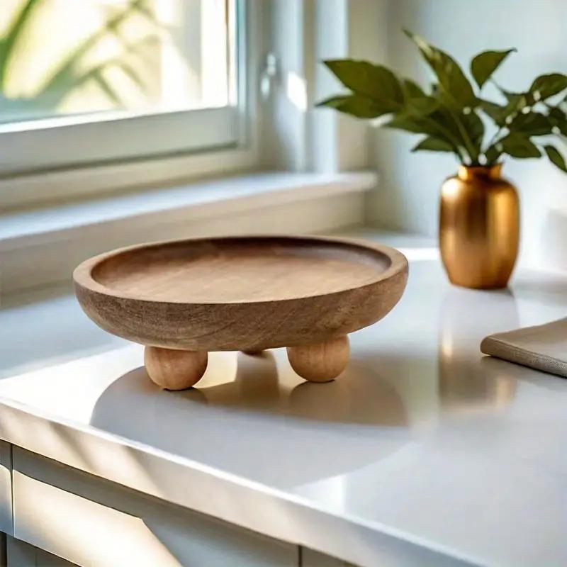 Handmade Wooden Serving Platter For Pastries And Candle Display Circular And Oval Platters Key Storage Multifunctional Mini Tray